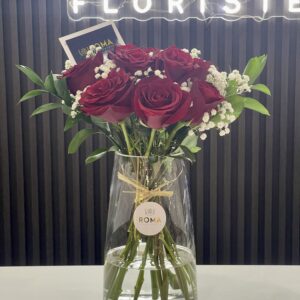 Florero Grande 12 Rosas Rojas